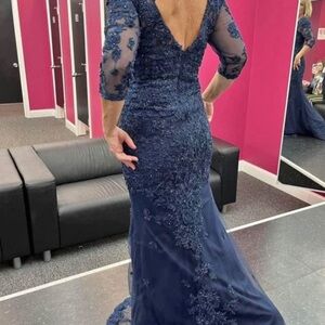 Montage By Mon Cheri blue evening gown, blue clutch purse included